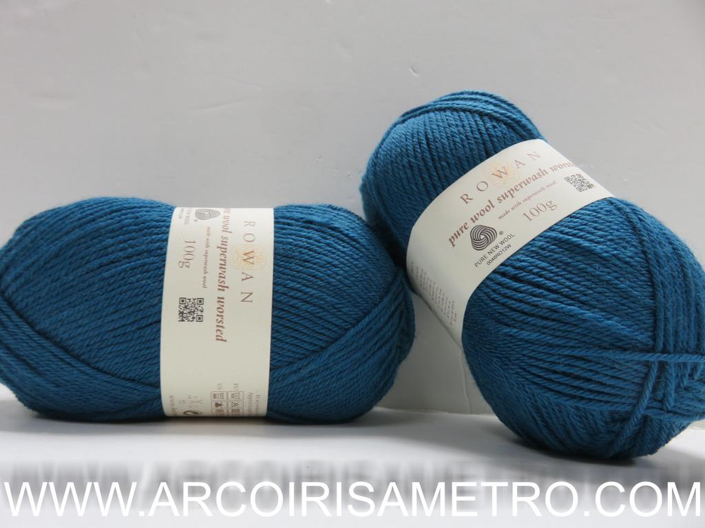 Lã Rowan - Pure Wool Superwash Worsted - 144 Mallard - Arco-Íris a