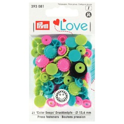 PRYM LOVE - KAM PLASTIC SNAPS - BLUE, PINK AND GREEN
