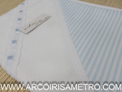 Cotton diaper with aida strip - BLUE STRIPES