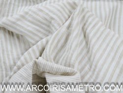 Double sided muslin - beige stripes