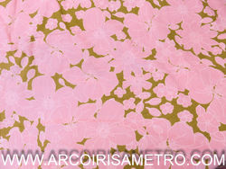 Printed Corduroy - Pink flowers on caramel background