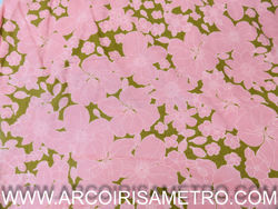 Printed Corduroy - Pink flowers on caramel background